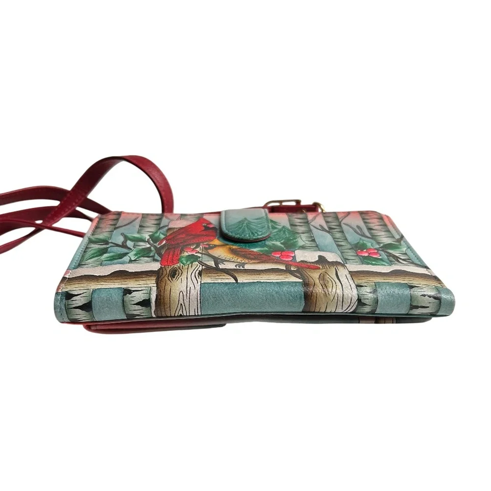 NWOT Anouschka Hand Painted Leather Crossbody Smartphone Wallet Bag
